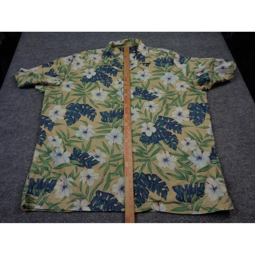 VTG Polo Ralph Lauren Loop Collar Shirt Men XL Blue Clayton Hawaiian Floral